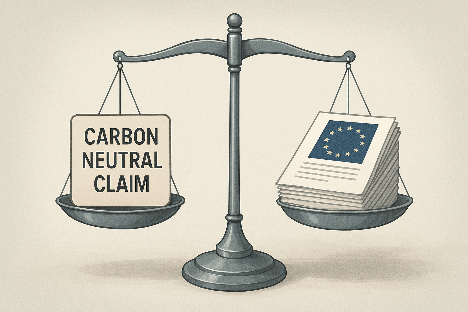 Scale balancing a carbon-neutral claim with EU regulatory documents