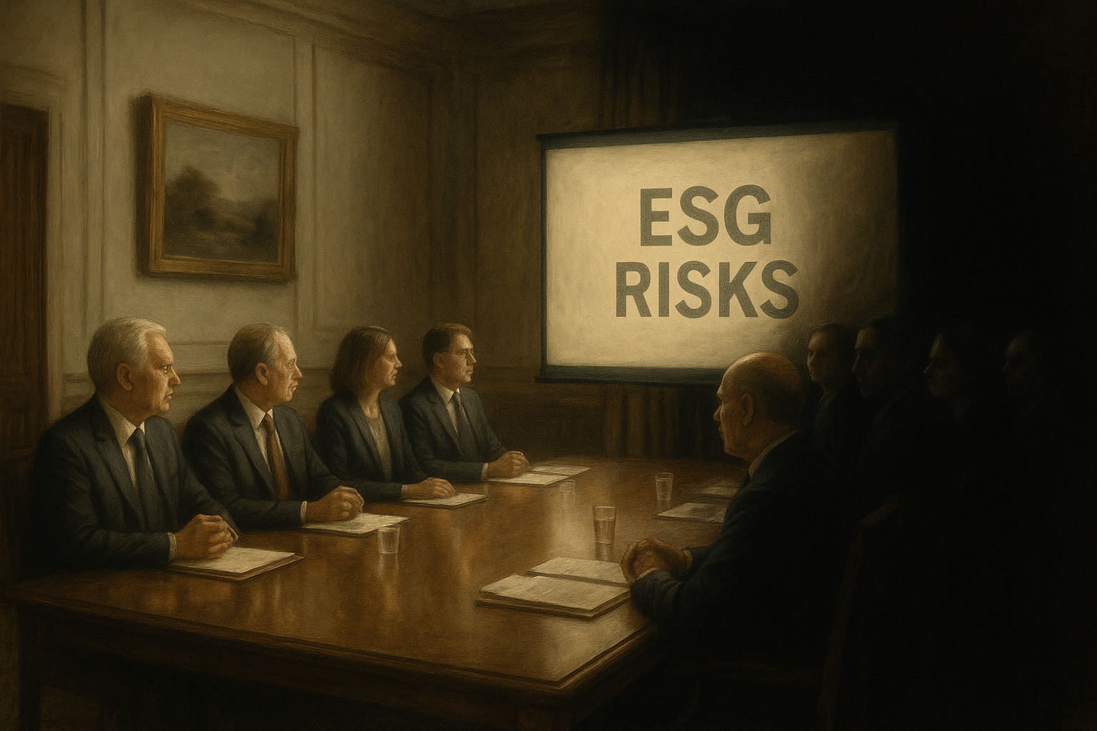 Business leaders hiding ESG reports to symbolize greenhushing in European companies.