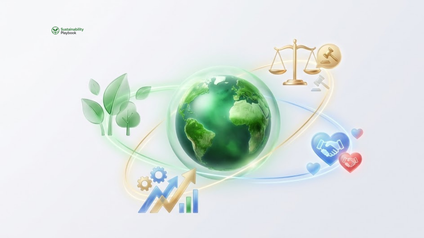 ESG measurement and reporting process showing corporate sustainability performance metrics