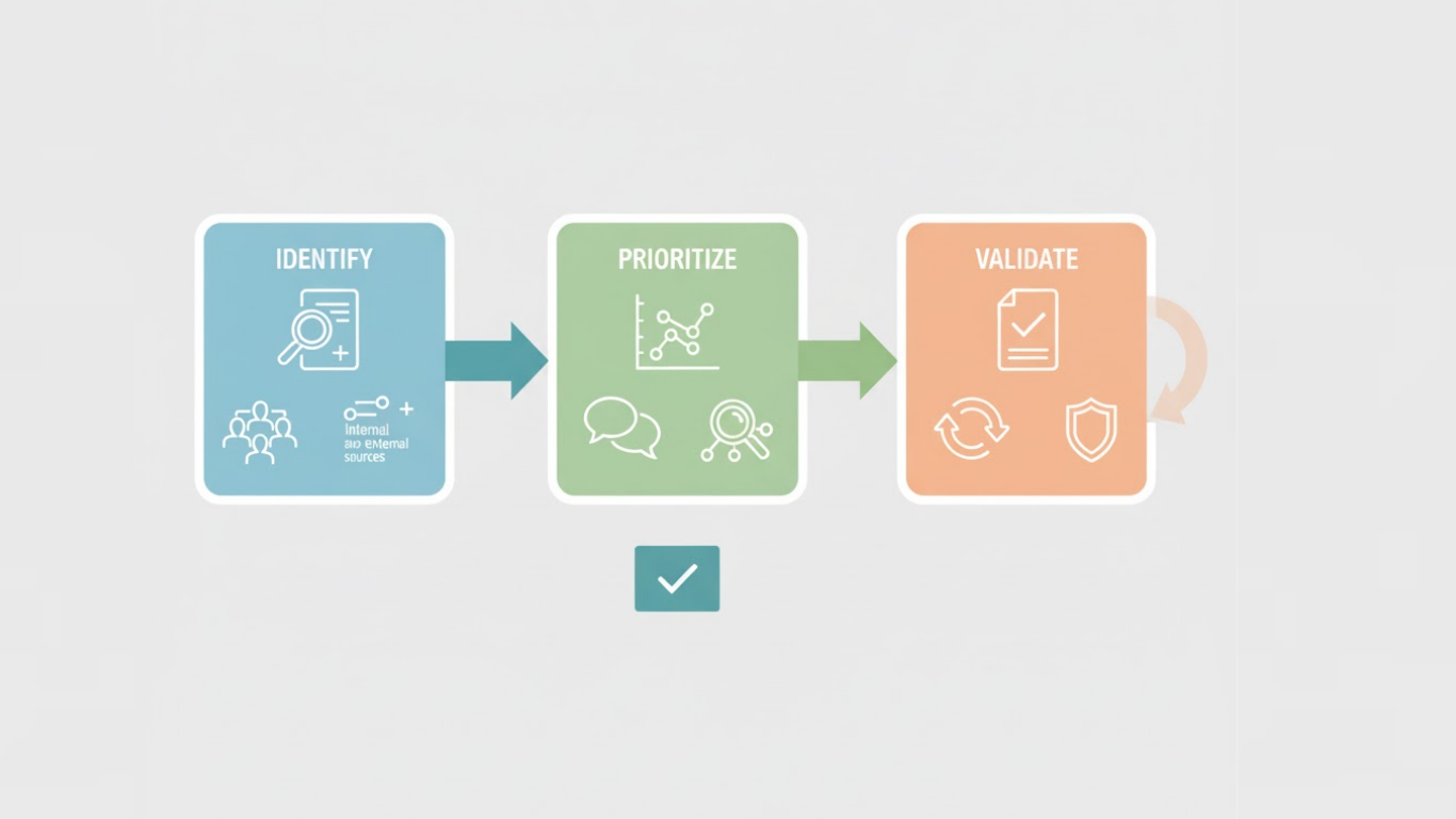 Step-by-step GRI materiality assessment process showing impact identification and prioritization