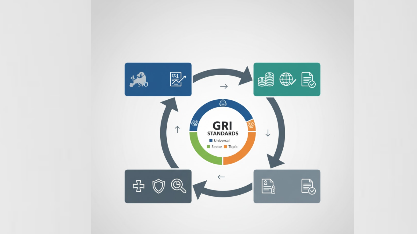Diagram showing GRI Standards alignment with CSRD, ESRS and other regulatory frameworks